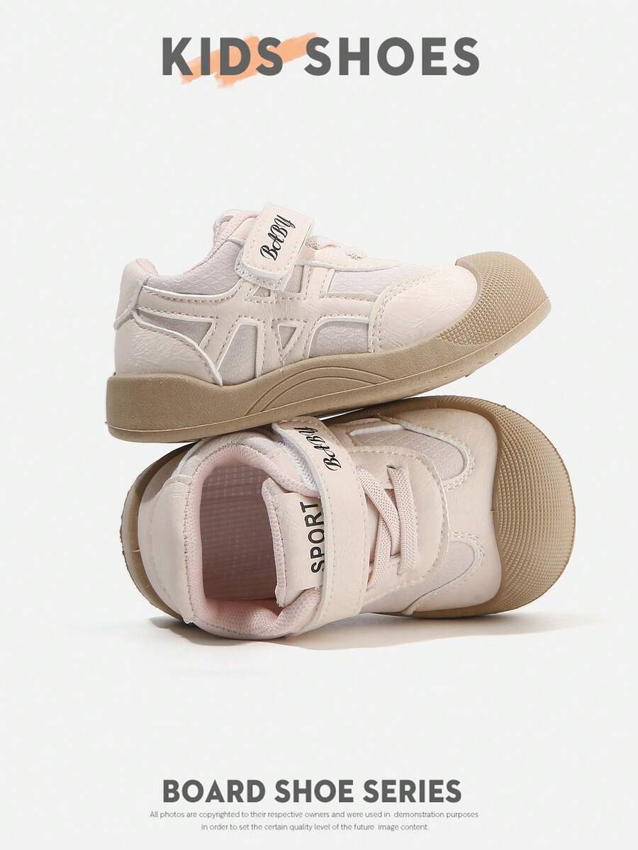 1 Pair Toddler Low-Top Single Hook & Loop Flat Sole Korean Style Kids Sneakers For Daily Wear And Outings [Select By Actual Cm Insole Length] - Pink - View 1