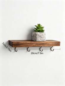 Rural Style Wooden Key Hook | Small Wall Mounted Floating Shelf | Simple Household Storage Rack, Room Decor,Bedroom Decor With Universal Home Decor - View 9