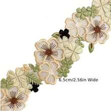 1 yarda de encaje soluble en agua de 6.5 cm de ancho, color café vintage elegante con contraste, con flor 3D de cinco pétalos + decoración de enredadera de hojas verdes, cinta de satén, accesorios DIY para ropa y hogar, accesorios para vestido de novia, cabello, cortinas, embalaje floral, accesorios de tela hechos a mano exquisitos - multicolor - Ver 2
