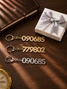 Customizable Digital Metal Keychain, Can Be Engraved With Numbers Or Special Dates, Includes Keychain/Gift Box Only, Personalized Keychain - Style C - View 5