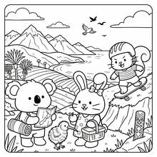 GDTME Cozy Travel Coloring Book, Cute Cartoon Animal Travel Scenes, Including Koala, Rabbit And Squirrel Picnic And City Landmark Illustrations, Suitable For Hand Coloring, Aesthetic Photo Props, Daily Stress Relief And Leisure Time - Coloring Book - View 3