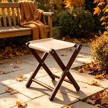1pc Bamboo X-Shaped Folding Stool, Comfortable Outdoor Camping, Fishing, Picnic Seat, Indoor Spare Low Stool, Also Suitable For Balcony Garden Leisure Use - Outdoor Benches - View 4