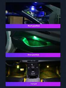 8pcs/Set New Car LED Colorful Atmosphere Lights With Wireless Remote Control, LED Decorative Lights, Base Lights, No Installation Required - Multicolor - View 7