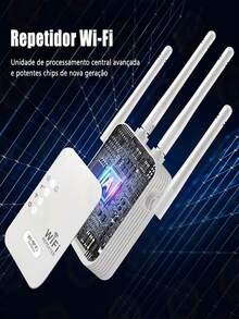 1200Mbps WiFi 4 Signal Booster And Mesh Extender - Dual Band 2.4GHz/5GHz, 4 Antennas High-Speed Wi-Fi System, One-Click Easy Setup, Whole Home Coverage, Compatible With Smart TV, Game Console, Smartphone, Tablet And Smart Home Devices. (Wi-Fi Extender, Network Booster, Network Extender) - Multicolor - View 9