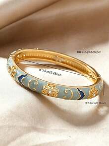 1pc Enamel Colorful Cloud Bracelet, Vintage Asymmetrical Dyed Coil Bracelet, Fashionable & Versatile, Suitable For Couples, Friends Gathering And Daily Wear - Multicolor - View 7