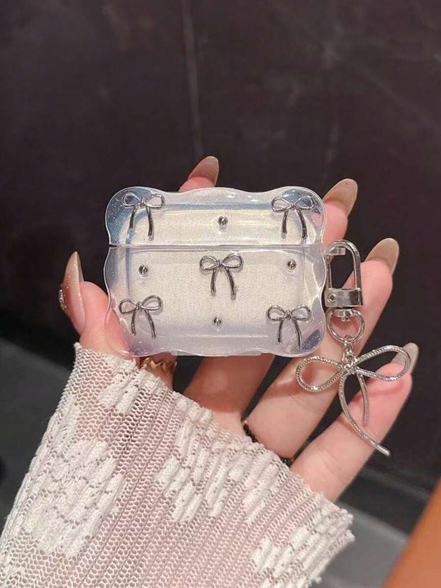 1pc Silver Resin Bow Charm Compatible With Apple - Multicolor - View 1