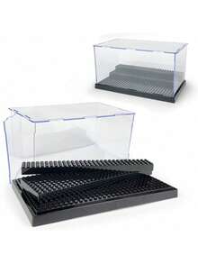 Building Block Minifigure Display Box Transparent Acrylic Display Case Assembly Alternative To Glass Box Plastic Dust-Proof Protection With Matte Black Base Storage Organizer Action Figure Desktop Collection Decor - Minifigure Display Box - View 7