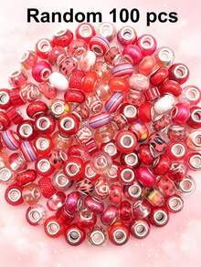 10/100/500 peças Contas Europeias de Aço Multicoloridas de 14 mm, Contas de Furo Grande para Pendentes e Pulseiras em Lote para Fabrico de Joias, Contas Espaçadoras Decorativas de Vidro Murano para Artesanato e Estacas de Jardim (Cores Mistas) - Multicolorido - Ver 32