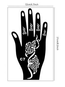 Hana Hand-Drawn Hollow Hands Tattoo Stencil + 1 Bottle Red Henna Tattoo Ink Combo Set, Henna Tattoo, Suitable For Hands, DIY Painting, Ink, Reusable Mehndi Design Template Ink - Red - View 9