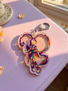1pc/4pcs Cartoon Horror Game Pattern Acrylic Keychain, Personalized Style, High Transparency Acrylic Material, Asymmetrical Silhouette, High Definition Double-Sided Print With D-Shaped Clasp, Decorative Pendant, Bag Accessory, Suitable For Halloween, Game Anime Exhibition, Daily Outfit And Gift Giving, All Season Use. - Multicolor - View 9
