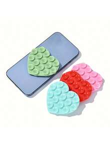 1個矽膠吸盤，雙面心形手機殼背部矽膠吸盤，適用於浴室、化妝鏡 - 彩色 - 查看 6