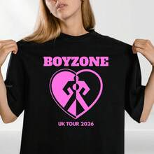 Camiseta Unisex con Diseño Gráfico de la Gira por el Reino Unido de Boyzone 2026, Estilo Retro para Fanáticos de la Música - Negro - Ver 1