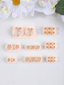 Kleine Blumen- und Herzform Ton-Schneideformen, sauber schneidende, antihaftende, langanhaltend Ton-Schneideformen für Schmuckherstellung, DIY handgemachte Ohrringe Schmuckherstellungs-Set - Blumenherz - Übersicht 6