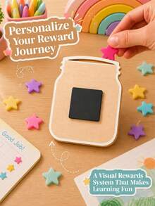 1pc Customized Star Reward Jar Board, Personalized Name Reward Chart, Magnetic Bulletin Board, Token Training Board, Habit Tracker, Goal Chart, Incentive Board, Home Storage Tool, Birthday Anniversary Graduation Gift, Home Learning Decor - Multicolor - View 3