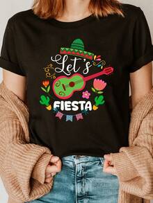 Summer And Spring Women's Casual Short-Sleeve Round-Neck T-Shirt, Suitable For Party WearWWHYL53 - Black - View 1