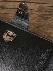 HOVI'S Cartera de hombre con correa larga para la muñeca - PU texturizado negro, múltiples ranuras para tarjetas, compartimento para teléfono, cierre con cremallera y broche, gran capacidad - Negro - Ver 6