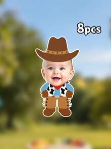 Custom Baby Photo Cowboy Cowgirl Garland Banner,Western Cow Rodeo Bunting,My First Rodeo/First Birthday/Baby Shower Party Decor Banner,Wild West Decor - Multicolor - View 10