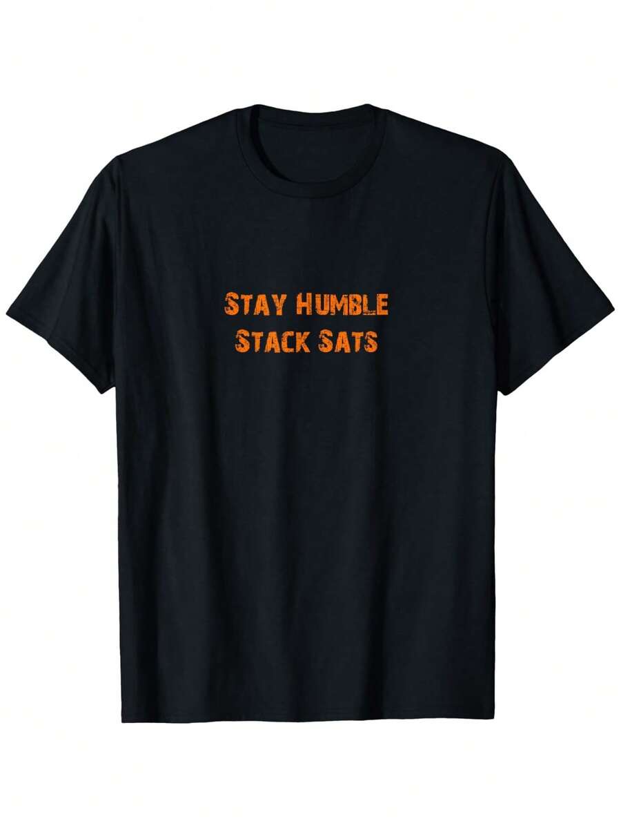 Playera negra de cuello redondo estilo urbano para hombre y mujer, con patrones sencillos y estampado de letras, pieza de moda en - Negro - Ver 1