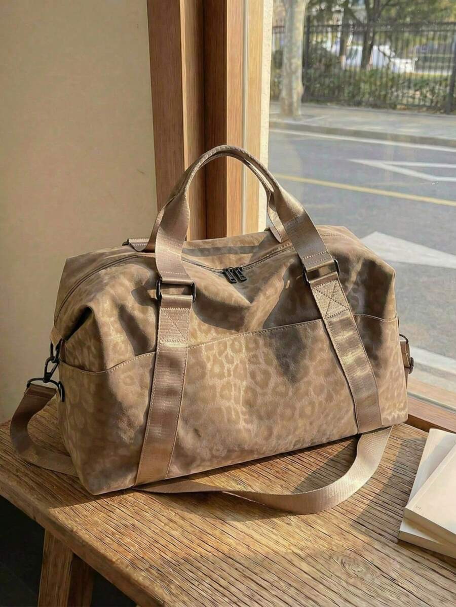 New Fashion Travel Bag, Single Color Minimalist Niche Design With Sequins, Elegant, Popular And Cool, Suitable For Short Trips, Fitness, With Separate Shoe Compartment. - 玫瑰金 - 查看 1