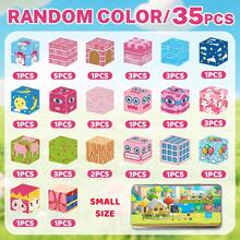 Sakura Castle Themed Magnetic Cube Building Blocks 35Pcs With New Rectangle Iron Storage Box, Girls Favorite DIY 3D Castle Stacking Toy, Floral Scene Assemble Playset, Spatial Thinking Gift For Kids Birthday & Holiday - Multicolor - View 10