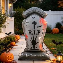 1pc Halloween Tombstone Foil Balloon, Scary RIP Tombstone Aluminum Polyester Film Balloon, Halloween Party Decoration, Indoor/Outdoor Yard Wall Table Decor Scary Cemetery Tomb Balloon, Horror Theme Birthday Photo Backdrop Prop - View 4