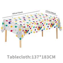 1/3pcs Happy Birthday Disposable Plastic Tablecloth, White Base With Vibrant Multicolor Balloons, Confetti & "Happy Birthday" Letter Print Rectangular Table Cover, Birthday Table Decoration Adults, Family Birthday Dinner, Indoor Outdoor Party Supplies - Birthday Balloons - View 7