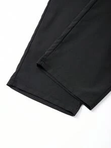1 Unidad Pantalones Hombre Texturizados Color Sólido Corte  Holgado, Ligeros Transpirables Multiestación, Ideal Uso Diario, Playa, Running y Golf Estilo Vacacional - Negro - Ver 5