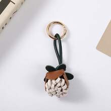 1pc Back To School Vintage Floral Bag Charm, Hand-Sewn Fabric Tulip PU Strap Spring Ring, Student Backpack Decoration - Multicolor - View 10