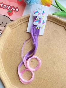 1 Pair Unicorn Gradient Curly Hair Clips, Cute Travel Photo Hair Accessories - Multicolor - View 9