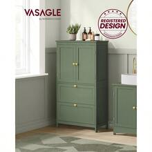 Bathroom Cabinet, Bathroom Cupboard, Kitchen Cabinet, With 4 Doors, Adjustable Shelves, 30 X 60 X 110 Cm, White MBBC552P31 - 黑色 - 查看 4