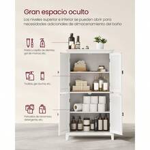 Bathroom Cabinet, Bathroom Cupboard, Kitchen Cabinet, With 4 Doors, Adjustable Shelves, 30 X 60 X 110 Cm, White MBBC552P31 - 卡其色 - 查看 5