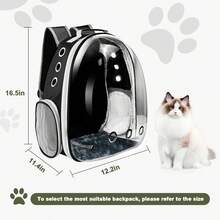 Portable Transparent Pet Backpack, Breathable Cat Space Capsule Carrier, Travel Outdoor Pet Bag For Cats & Puppies - Black - View 9