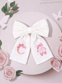 1件女孩 A-Z 26字母白色與粉色布藝蝴蝶結髮夾，字母刺繡髮夾，優雅髮夾，適合花朵裝飾，兒童日常穿著，婚禮派對禮物 - 彩色 - 查看 18