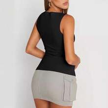 European-American Style Sleeveless Square Neck Camisole For Women - 軍綠色100 - 查看 3