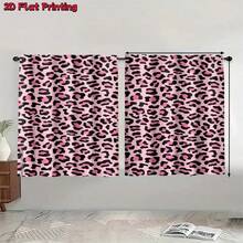2pcs Purple Pink Leopard Print Lightweight Semi-Sheer Curtains, 90GSM Semi-Sheer Privacy Protection, Rod Pocket Installation, Quick Dry Fade-Resistant, Lightweight Washable, Suitable For Home, Room, Kitchen Decor And Space Partition - Multicolor - View 16