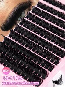 MAANGE 120/140/160/180簇加厚單根假睫毛，DIY接睫毛，80D/100D/120D/160D/200D，濃密仙女風分段簇睫毛，混捲，柔軟輕盈，易於佩戴，適合居家化妝，女性化妝愛好者的完美禮物 - D - 查看 16