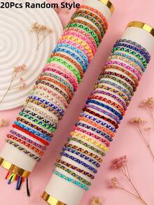 10/20pcs/Set Bohemian Style Colorful Fashion Woven Adjustable Children's Bracelets, Geometric Pattern, Gift For Friends, Daily Wear Accessories - Friendship Rope - View 9