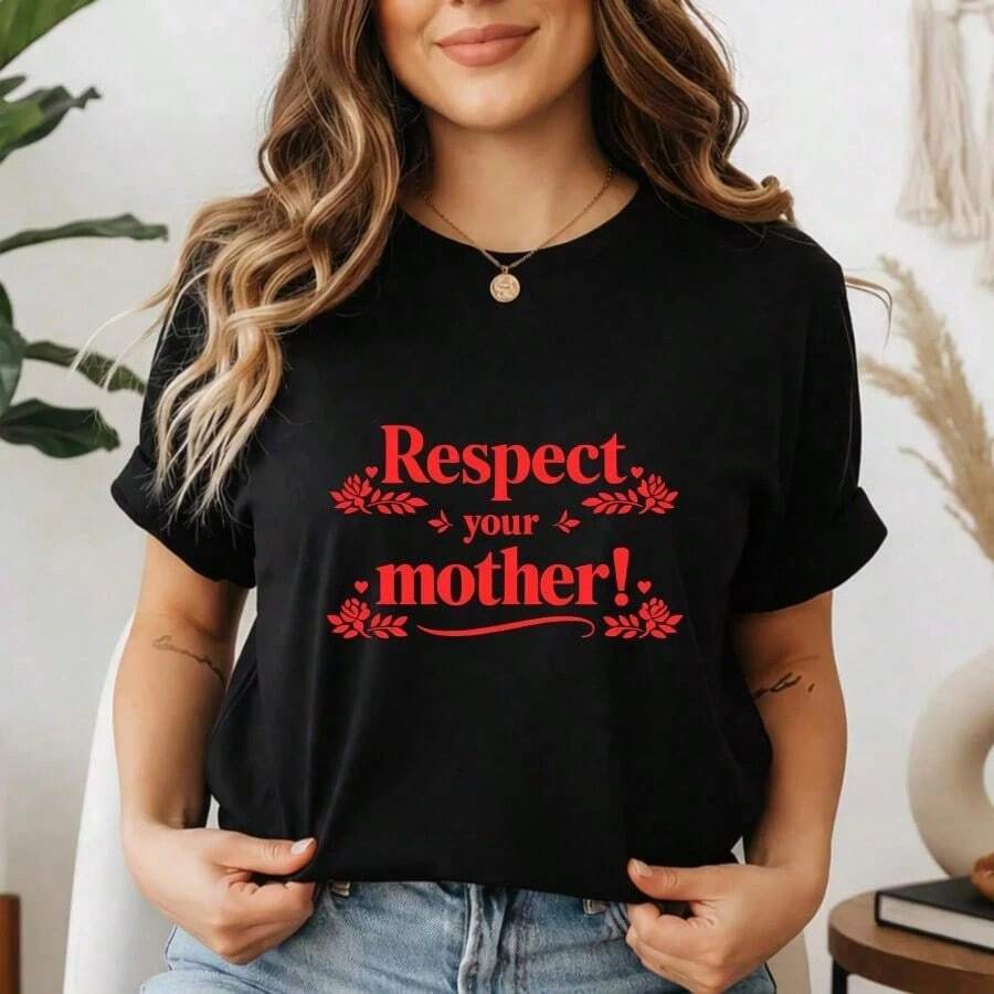 ¡Novedad! Respect Your Mother Shirt, Mother Earth Tee, Aesthetic Crewneck Tops For Women,Men Clothes,Boys Tshirt,Girls Tops,Summer Tops,Concert Outfits ropa de niño ropa de niña playeras de - Negro - Ver 1