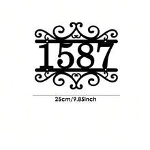 3 Sizes Available! Customized Outdoor Metal Door Number, Scroll Style Fashion Address Plate, Customized Vintage Door Number - Black - View 11