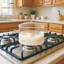 4 L Glass Cooking Pot With Lid, Glass Simmer Pot, Save Energy Heart Shape Lid, Clear, 4.2QT 4000ml,Heat Resistant, Free, . - View 3