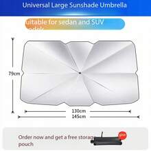 1pc Car Front Windshield Sun Shade, Foldable Umbrella Style Sun Shade, Suitable For Most Front Windshields, Reflective Sun Shade - Sun Umbrella With Handle - View 13