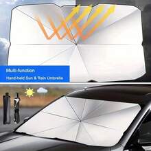 1pc Car Front Windshield Sun Shade, Foldable Umbrella Style Sun Shade, Suitable For Most Front Windshields, Reflective Sun Shade - Sun Umbrella With Handle - View 9