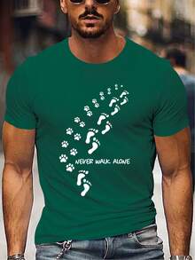 NEVER WALK ALONE Print Tee Shirt, Tees for Men, Casual Short Sleeve T-shirt for Summer - Schwarz - Übersicht 8