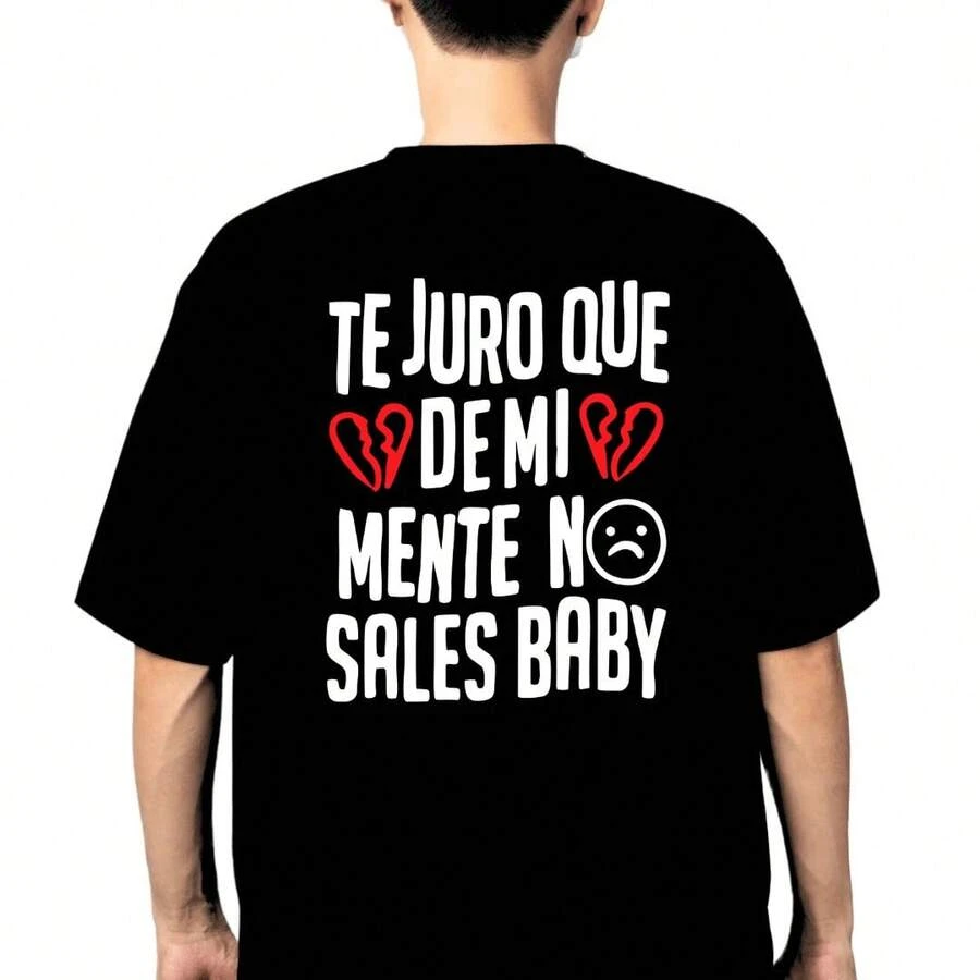 Round Neck T-Shirt 100% Combed Cotton I Swear That's Not On My Mind Sad Boyz For All Types Of Uses, Parties, Events, Casual, Gifts - 黑色 - 查看 1