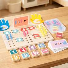 Montessori Wooden Math Counting Board Toy, Includes Number Blocks, Felt Finger Counting Glove, Colorful Counting Rods And Math Quick Reference Cards, Addition And Subtraction Operation Teaching Tool, Suitable For Preschool Children, Designed As Educational Learning Gift For 3-6 Years Old - Multicolor - View 2