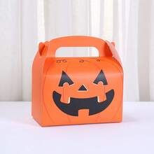 6pcs/12pcs/20pcs Mixed Orange Pink Black Green Pumpkin Halloween Paper Gift Boxes, Holiday Party Favor Boxes, Trick Or Treat Gift Packaging, Halloween Gifts, Halloween Decor, Day Of The Dead Packaging Bags, Random Color And Style - Random - View 9