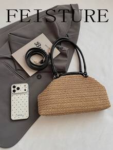 2026 Spring/Summer New Women's Woven Hard-Shell Handbag - Khaki - View 5