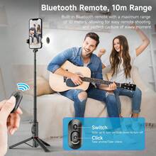 Foldable Wireless Selfie Stick Bluetooth Monopod With Fill Light,Multi-Angles Rotation Phone Holder With Remote Shutter,Stable Tripod Stand For Smartphone 16 15 14 13 12 Pro IOS Android - 查看 8