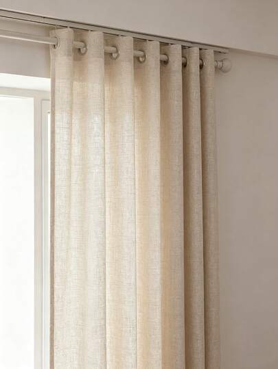 1pc Linen Modern Linen Gauze Curtain - Japanese Linen Style Grommet Home Decor Sheer Curtain, Rod Pocket Design, Suitable For Living Room And Bedroom - Transparent And Light Filtering Curtain, Living Room Curtain, Bedroom Curtain (Tie Backs Not Included)