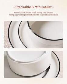 Richmount Dinner Set For 4/6, 12/18 Pieces Modern Porcelain Plates And Bowls Set, Dinnerware Sets Chip Resistant, Microwave & Dishwasher, Ceramic Dish Set Service For 4/6 - White and Black - View 5